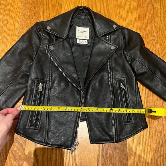 Abercrombie & Fitch Women's Vegan Leather Moto Jacket in Black, XXS - Picture 3 of 11